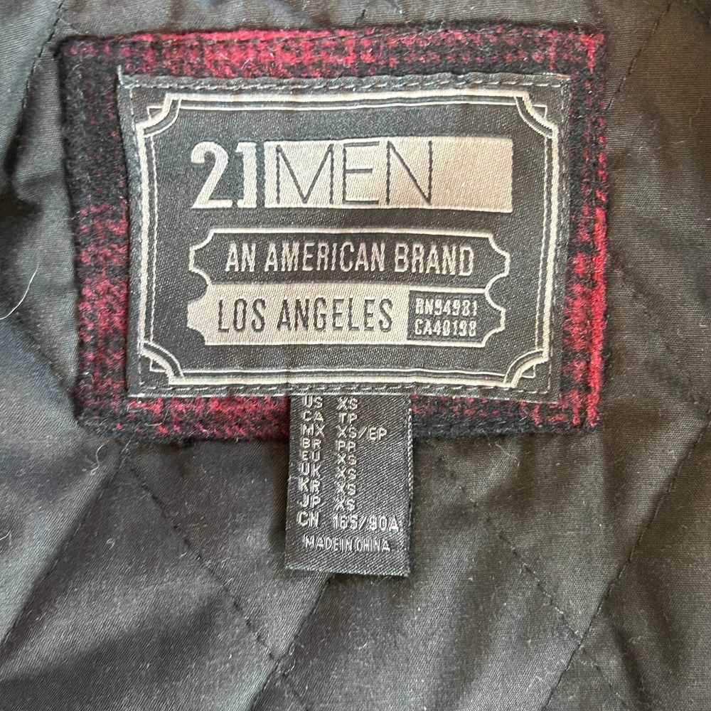 21 Men Jacket Buffalo Plaid Wool Blend Jacket Oversize XS Outdoor Full Zip 16986 - Picture 5 of 8